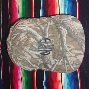 Vintage NRA Round Logo Camo Snapback Trucker Hat Mossy Oak Revolver USA